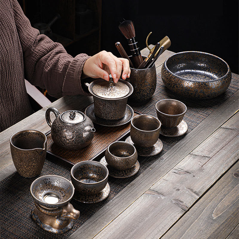Tasse à thé Gaiwan en céramique émaillée rouille 230 ml pour rituels de pleine conscience