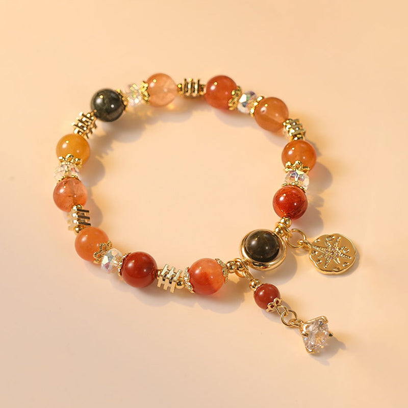 Bracelet de richesse en quartz rutile | Motif étoile à huit branches