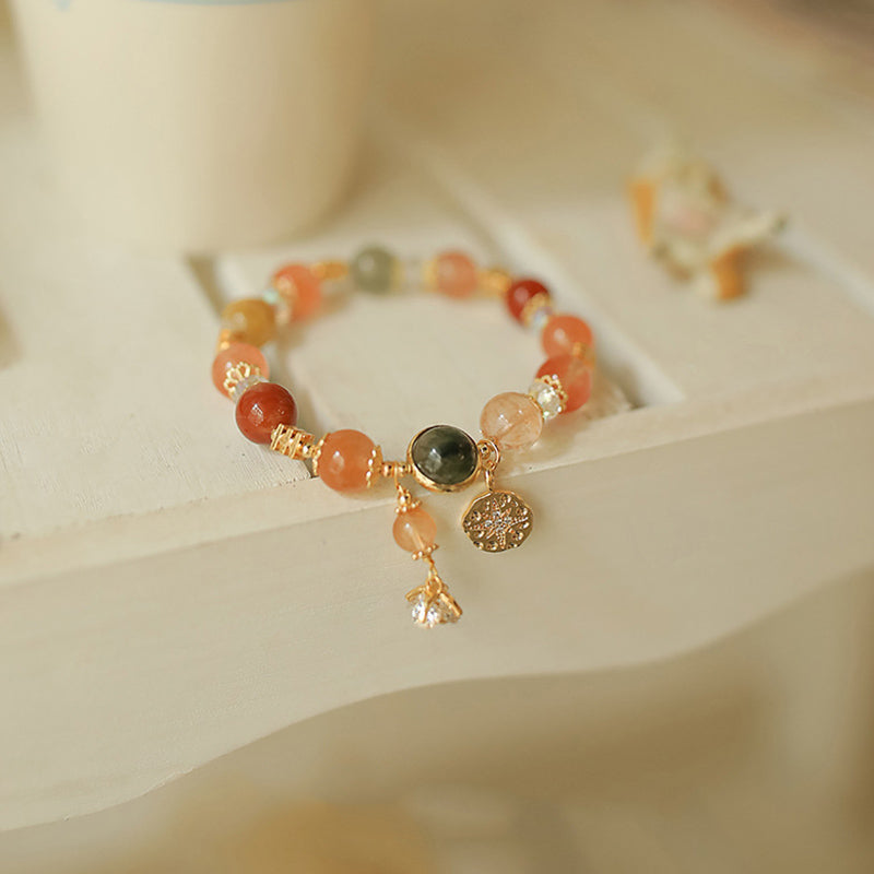 Bracelet de richesse en quartz rutile | Motif étoile à huit branches