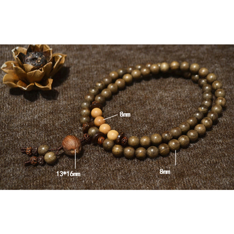 Bracelet Mala à breloques de protection en bois de santal 8 mm Méditation