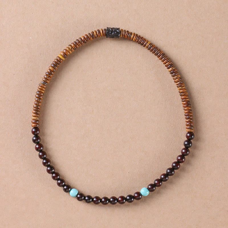 Bracelet de protection double tour en bois de santal turquoise 6 mm