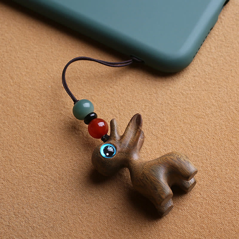 Porte-clés mini-protection contre les cerfs en bois de santal 35 mm