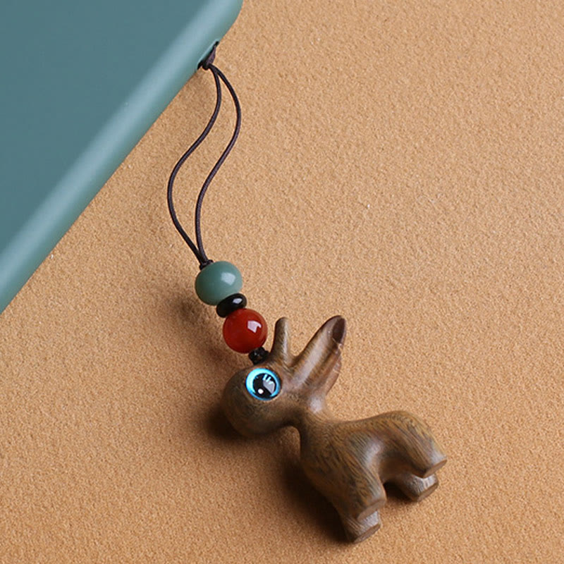 Porte-clés mini-protection contre les cerfs en bois de santal 35 mm