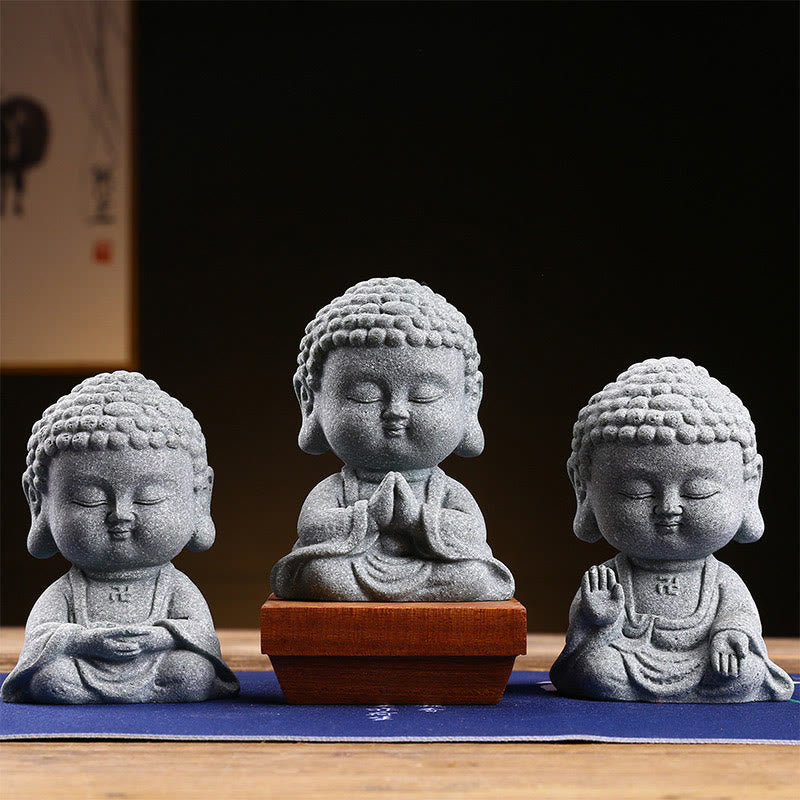 Statue de Bouddha en grès pour la méditation et la sérénité 6,7 cm