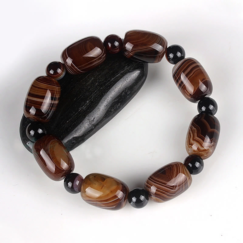 Bracelet spirituel en sardonyx pour le courage et le bonheur unisexe