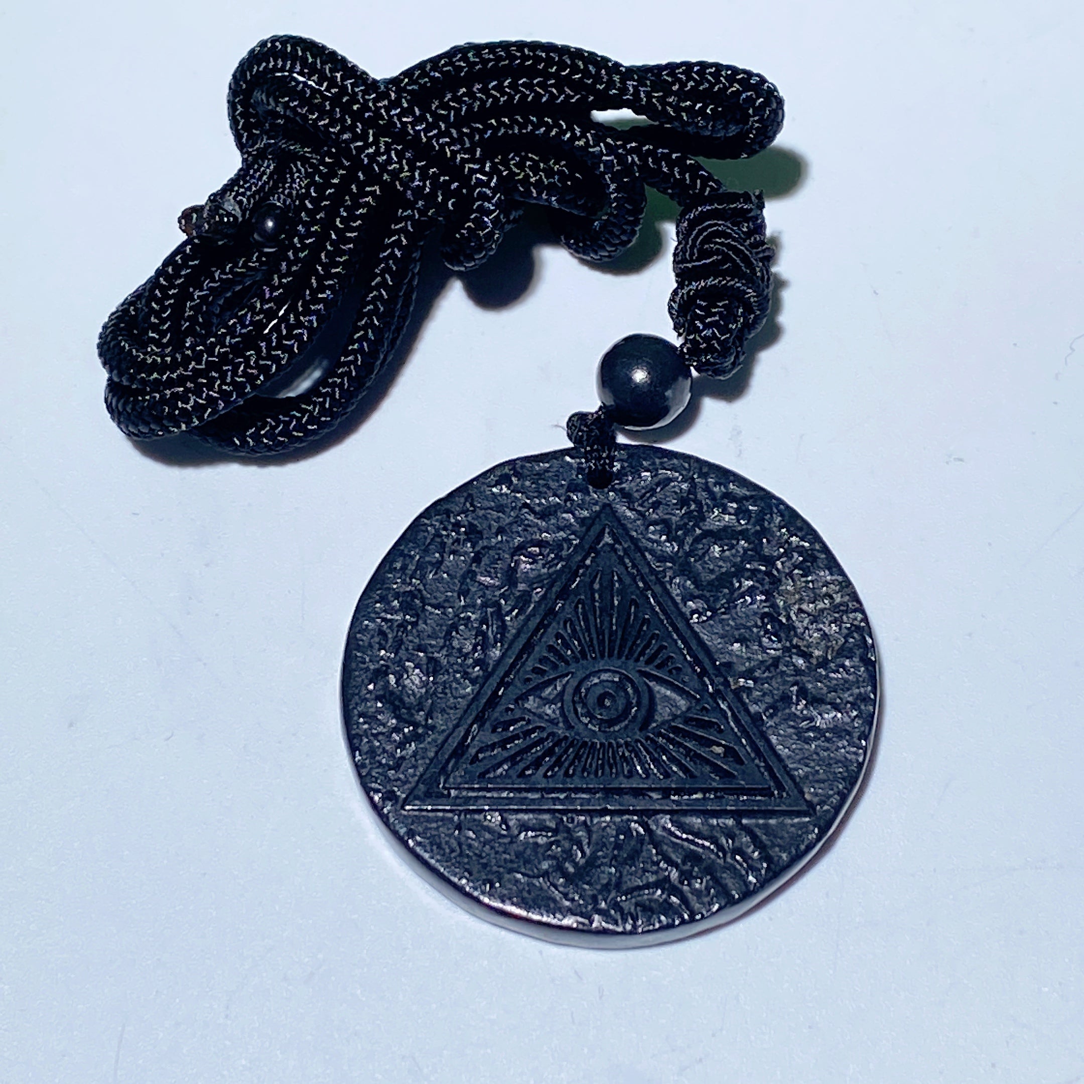 Schungite Spiritual Protection Necklace Round Cross Point 35mm