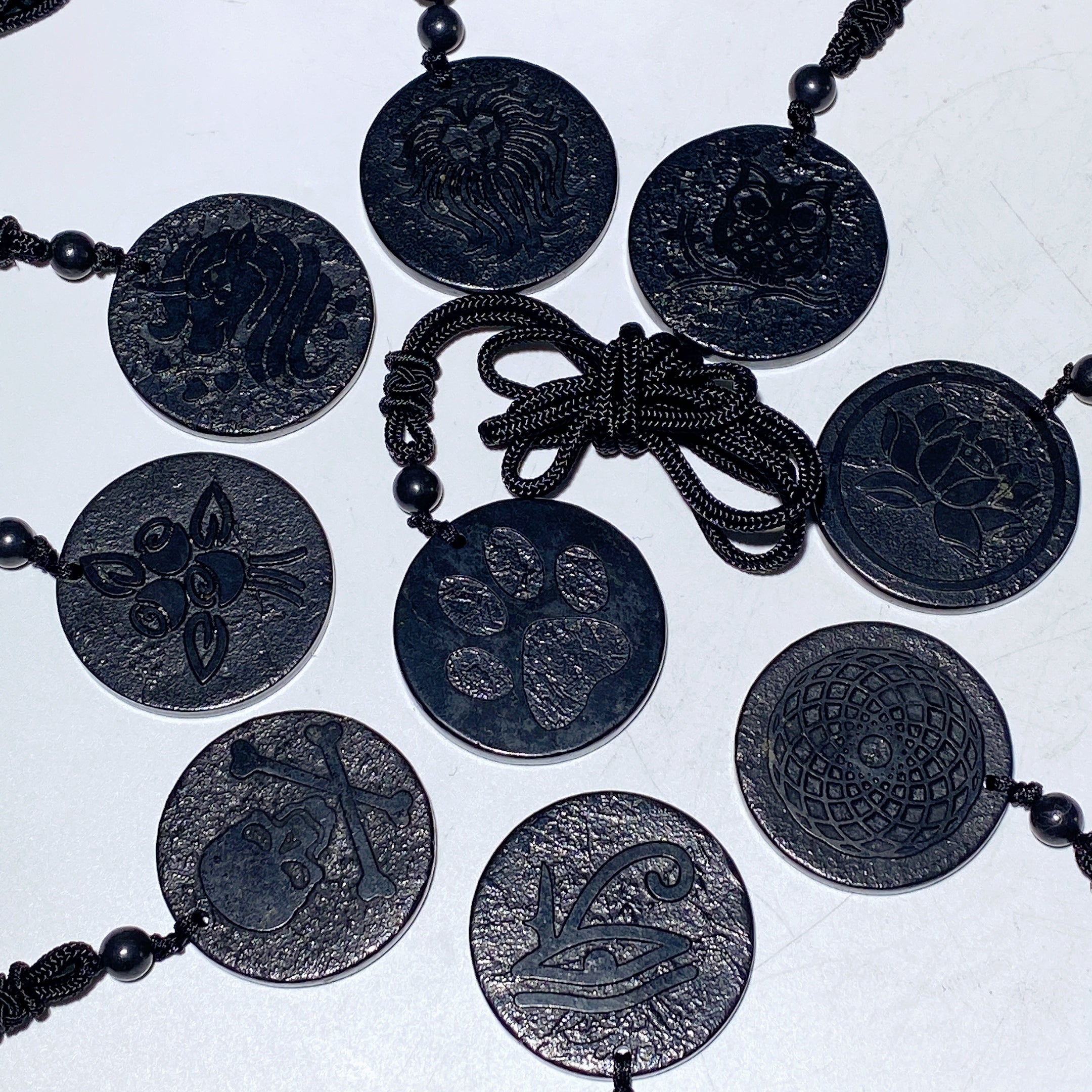 Schungite Spiritual Protection Necklace Round Cross Point 35mm