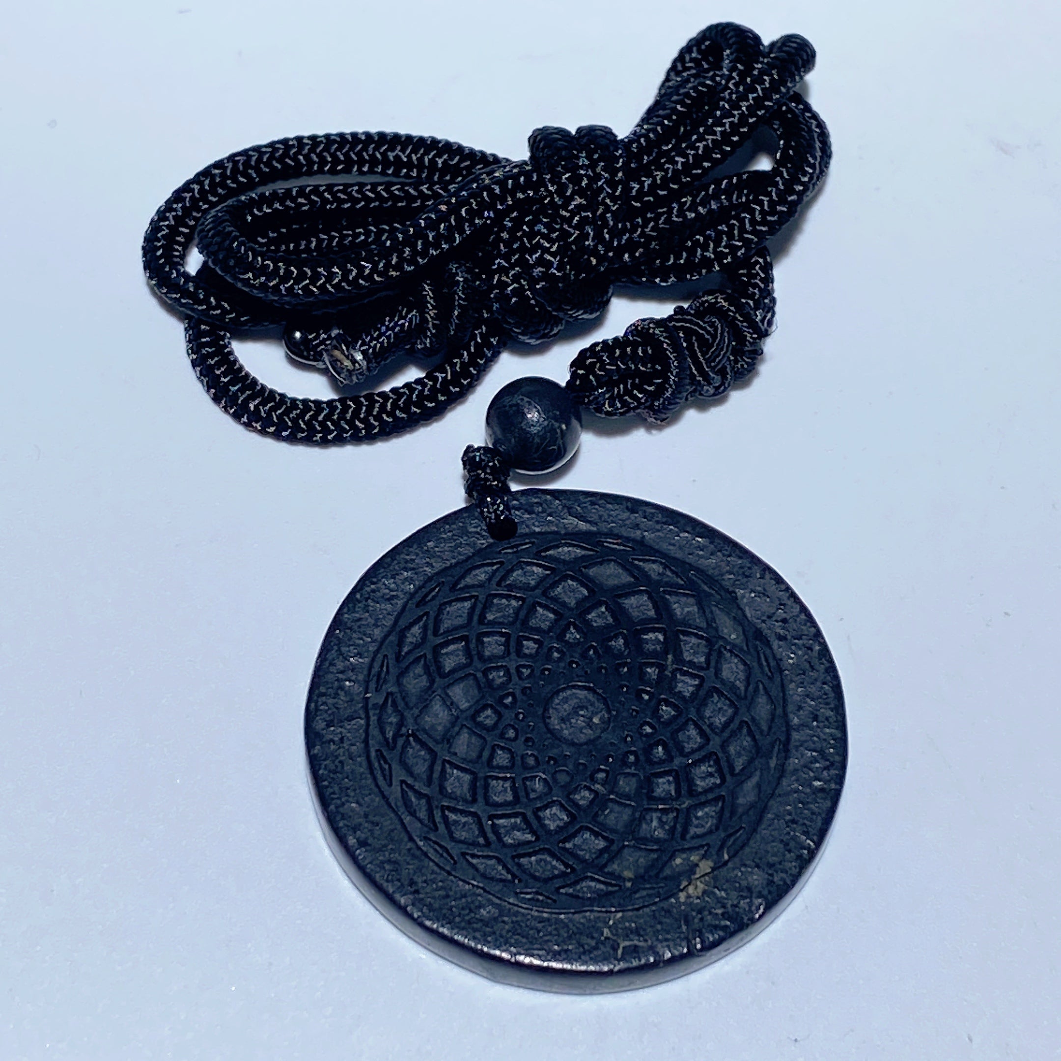 Schungite Spiritual Protection Necklace Round Cross Point 35mm