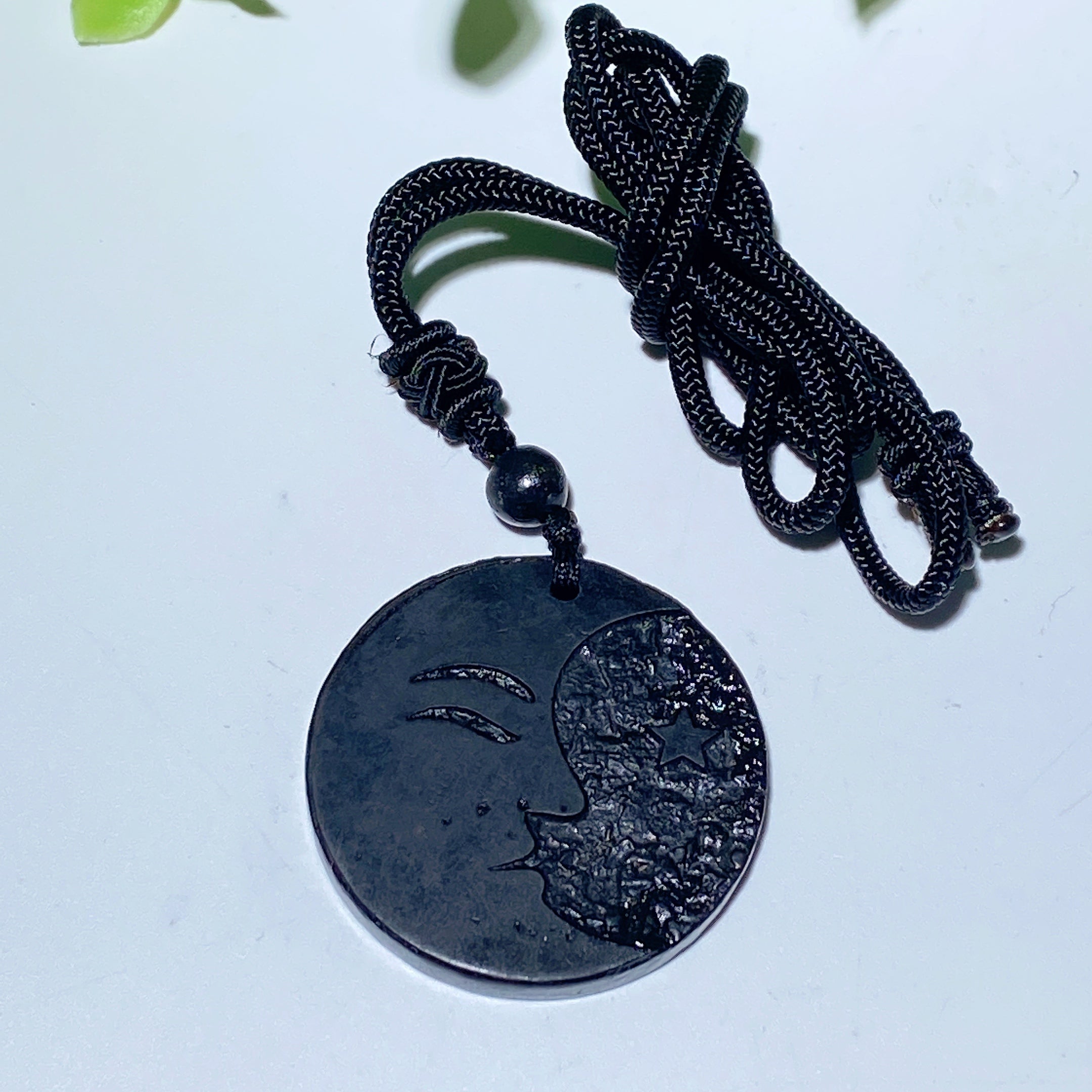 Schungite Spiritual Protection Necklace Round Cross Point 35mm