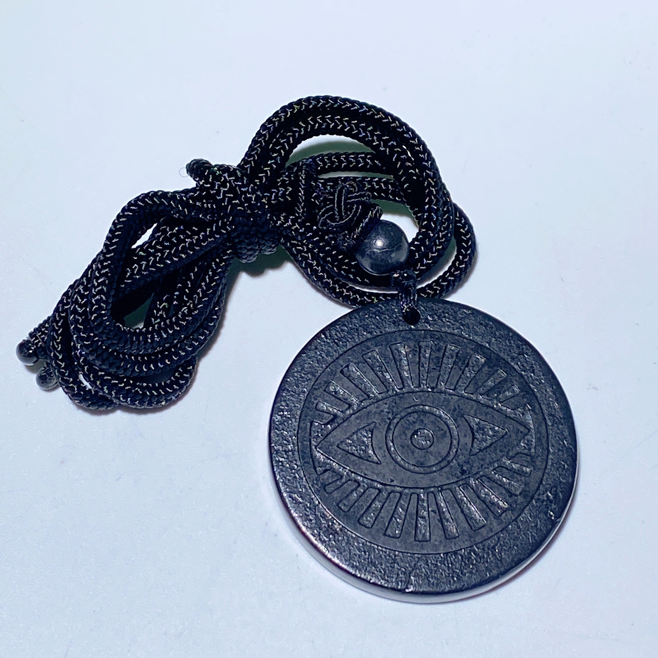 Schungite Spiritual Protection Necklace Round Cross Point 35mm