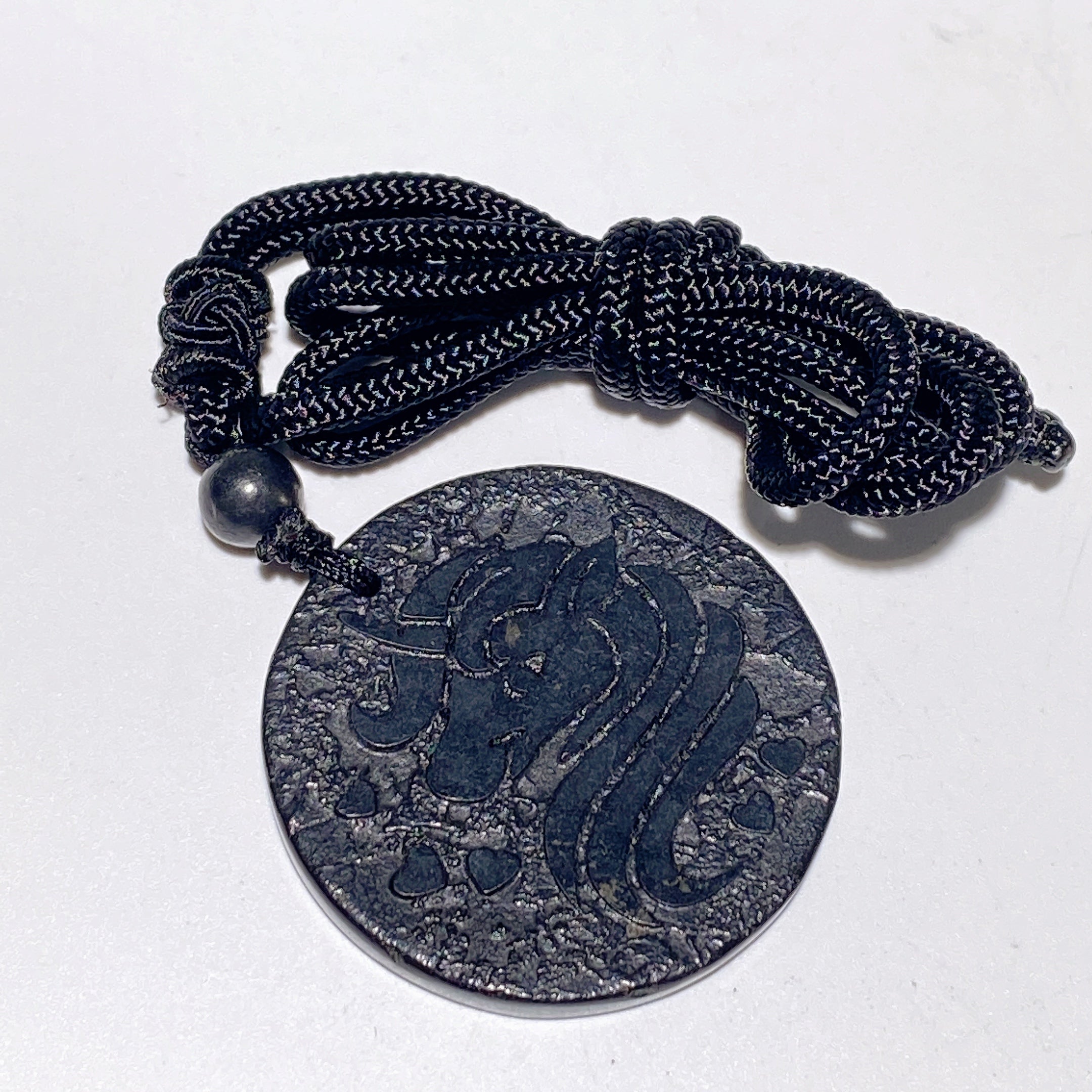 Schungite Spiritual Protection Necklace Round Cross Point 35mm