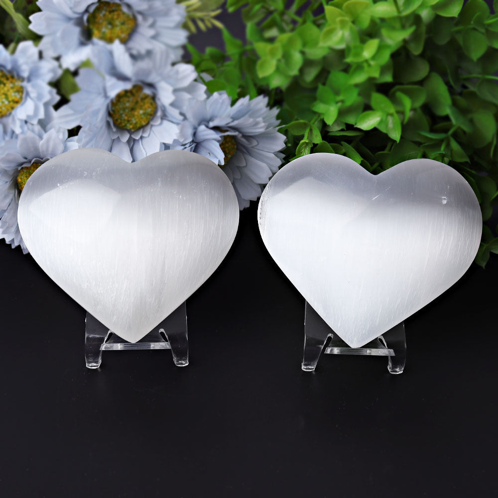 Selenite Heart Crystal Figurines 1.7-2.8 Inches
