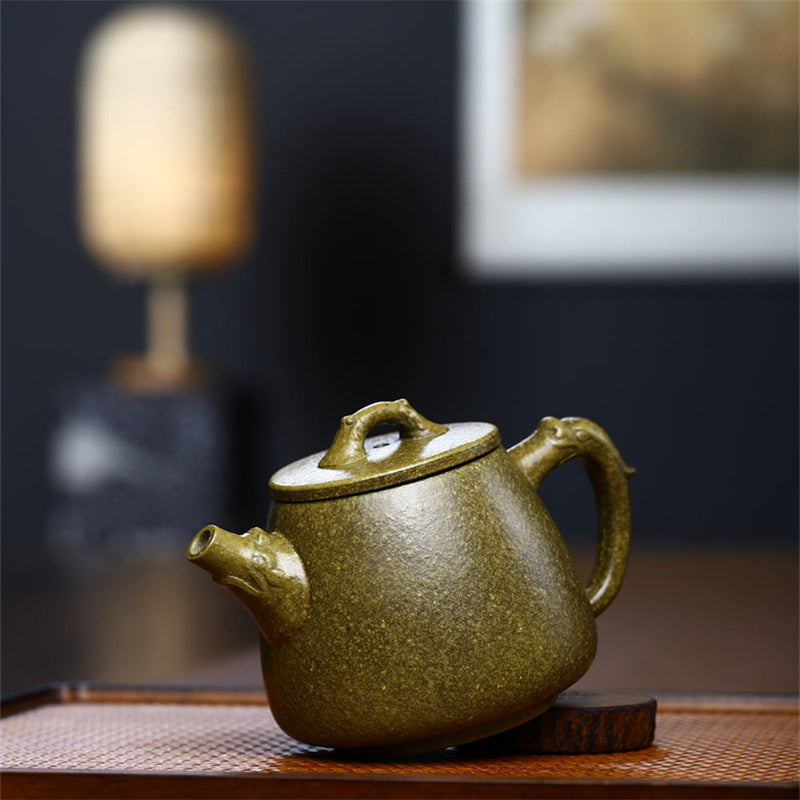 Théière en argile jaune-vert-violet de Yixing, semi-faite à la main, 240 ml