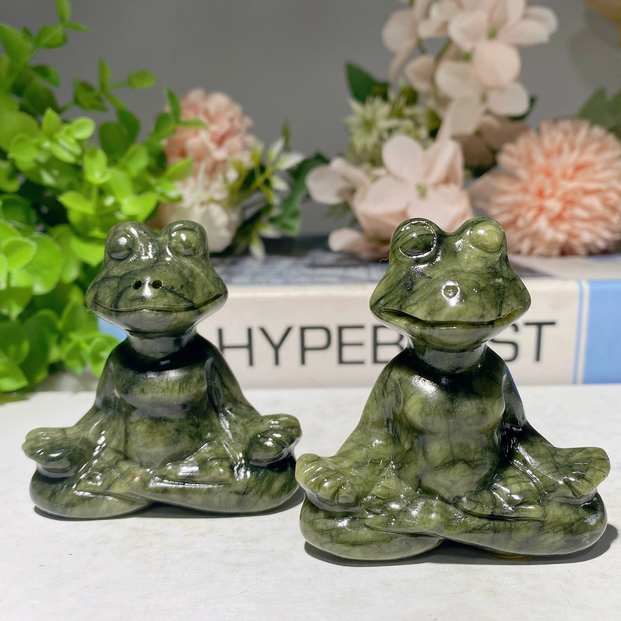 Serpentine Crystal Frog Carving 2.3-3.0 Inch Yoga Figurine