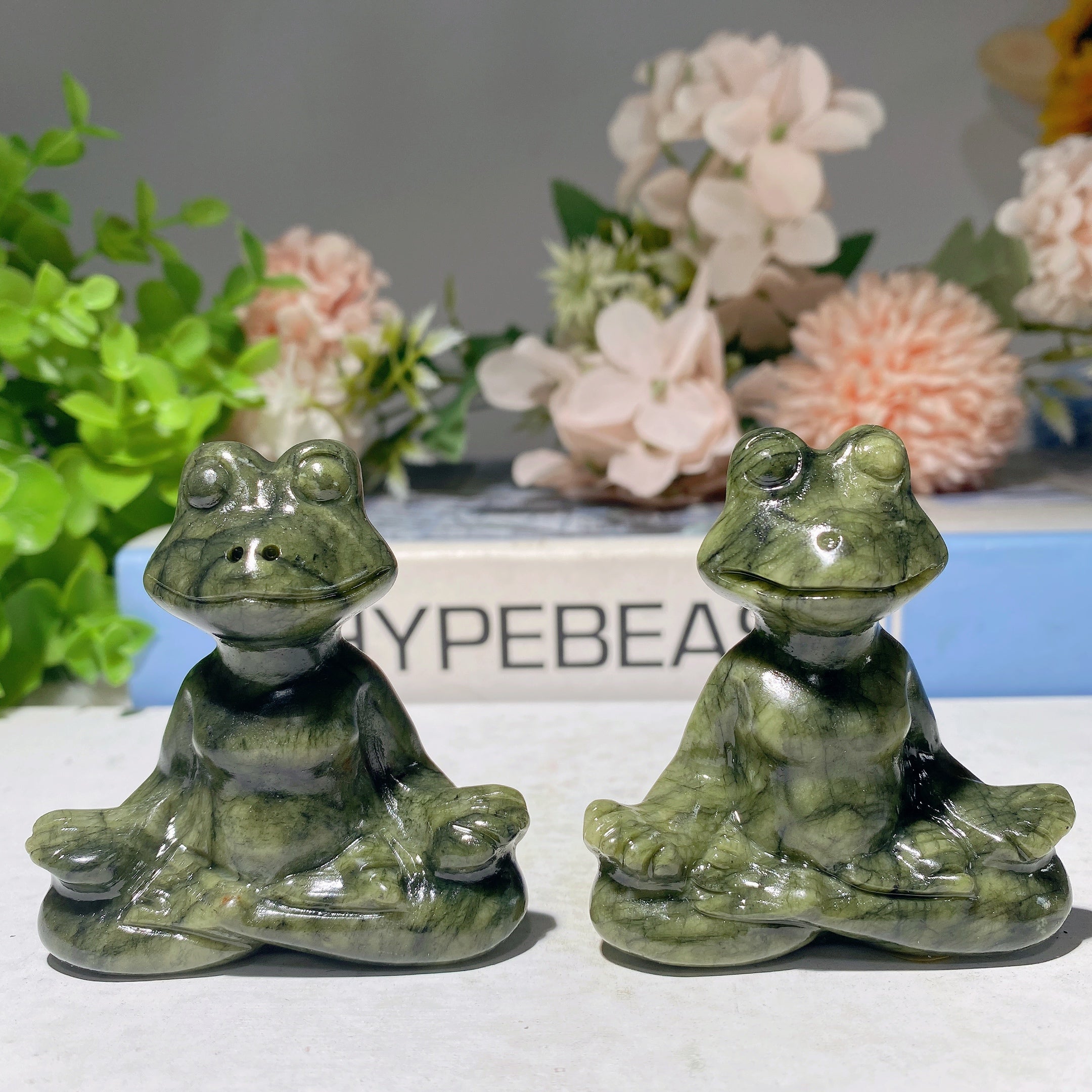 Serpentine Crystal Frog Carving 2.3-3.0 Inch Yoga Figurine