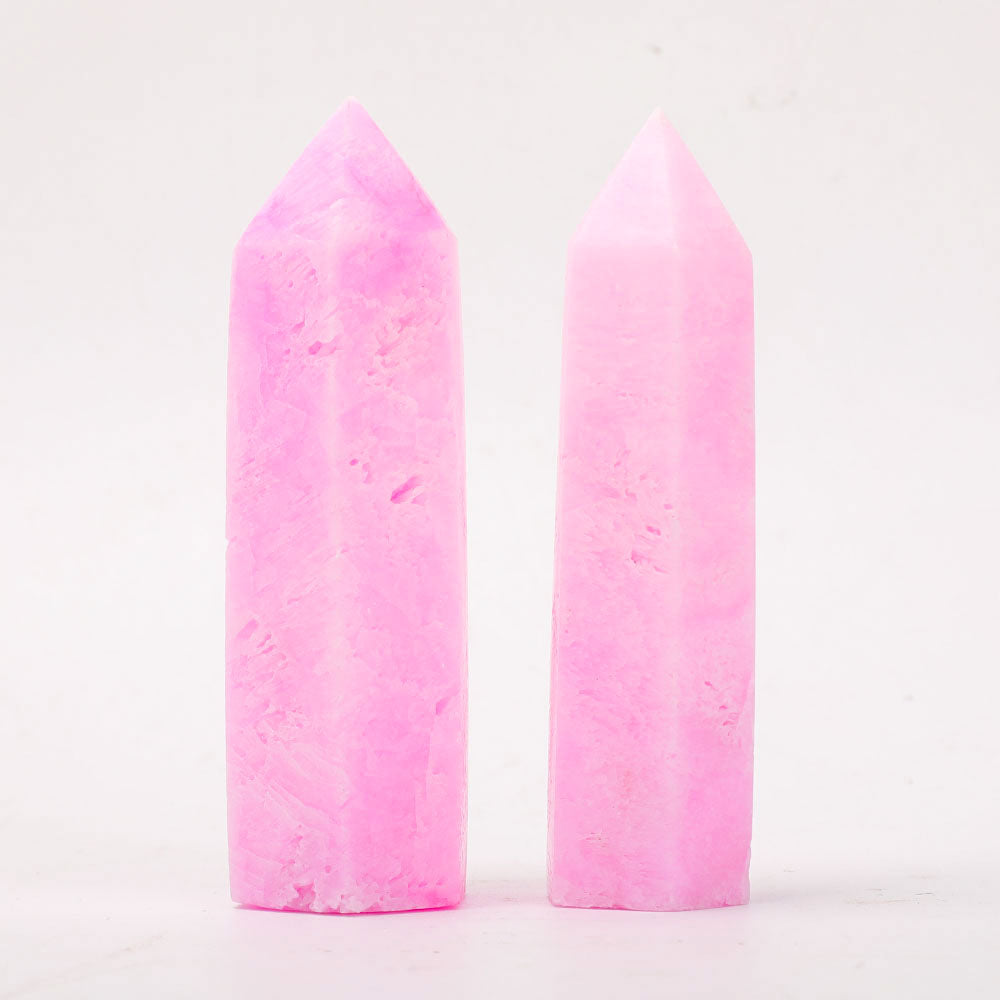 Lot de 2 pointes de cristal d'aragonite rose de 4 pouces