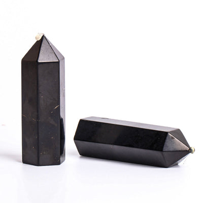 Lot de 2 pointes de cristal de shungite polies de 3,1 pouces