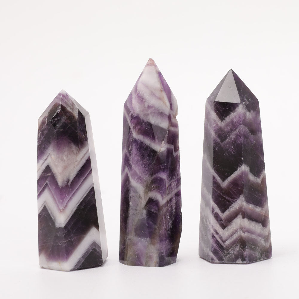 Lot de 3 pointes de cristal d'améthyste de 2,3 à 2,6 pouces, pierres de guérison