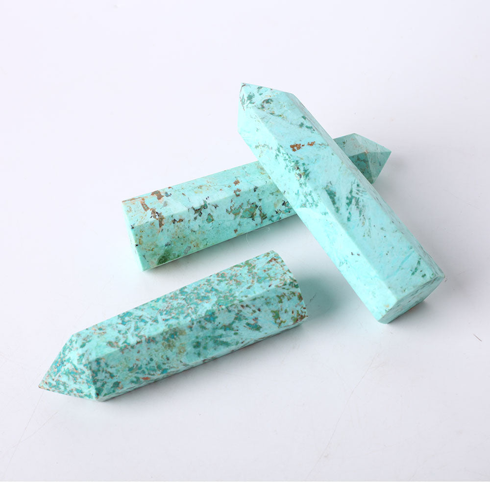 Set of 3 Chrysocolla Crystal Points 2.6-4 Inch Healing Stones