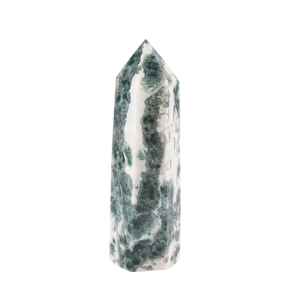 Set of 3 Moss Agate Crystal Towers for Healing & Energy
