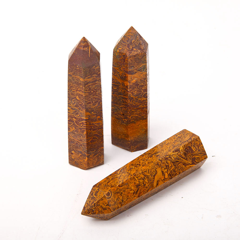 Lot de 3 pointes de calligraphie en cristal poli marron de 3,5 à 4 pouces