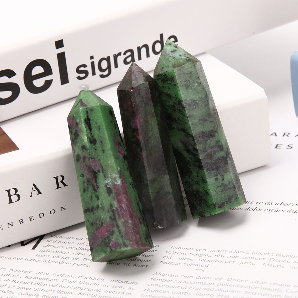 Set of 3 Ruby Zoisite and Epidote Crystal Points 3-3.3"