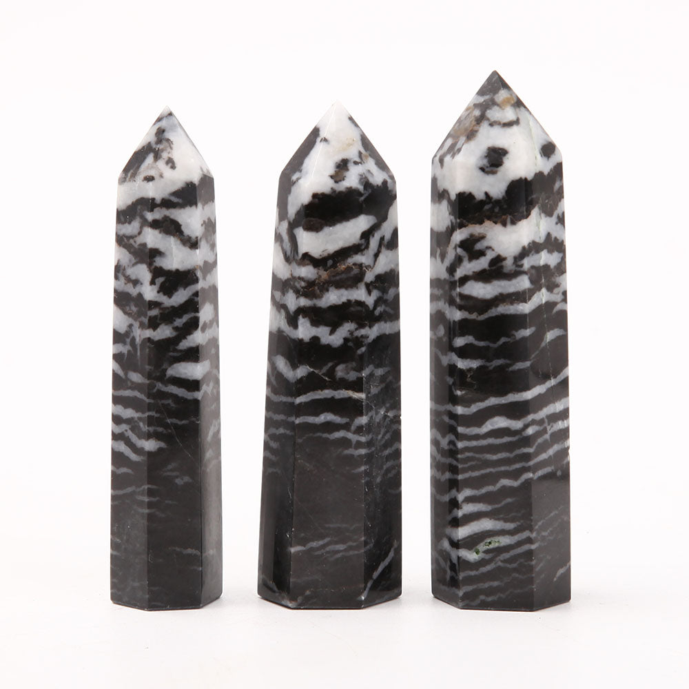 Ensemble de 3 pointes de cristal de jaspe zèbre de 3,5 pouces