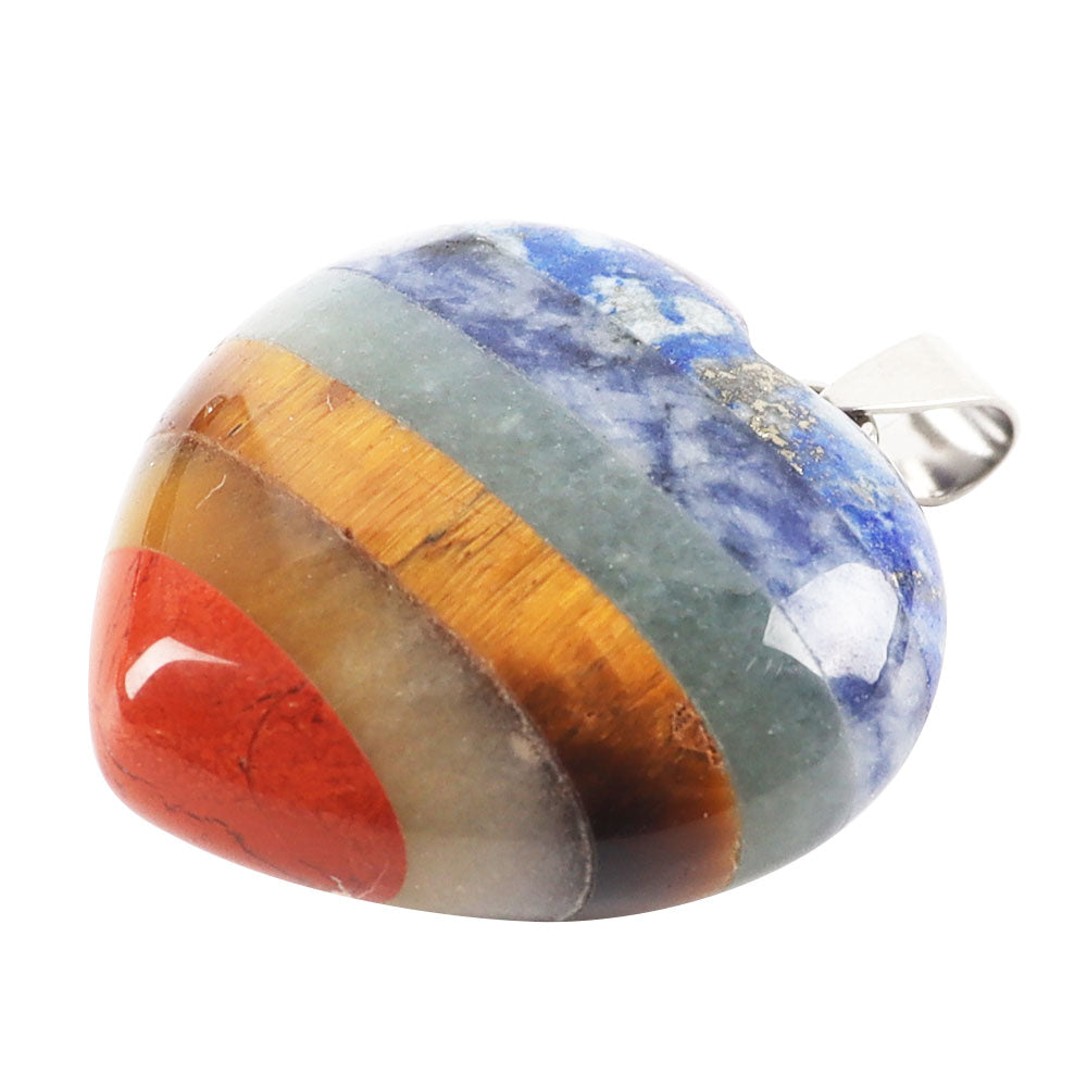 Pendentif cœur en cristal des sept chakras 3 x 3 pouces