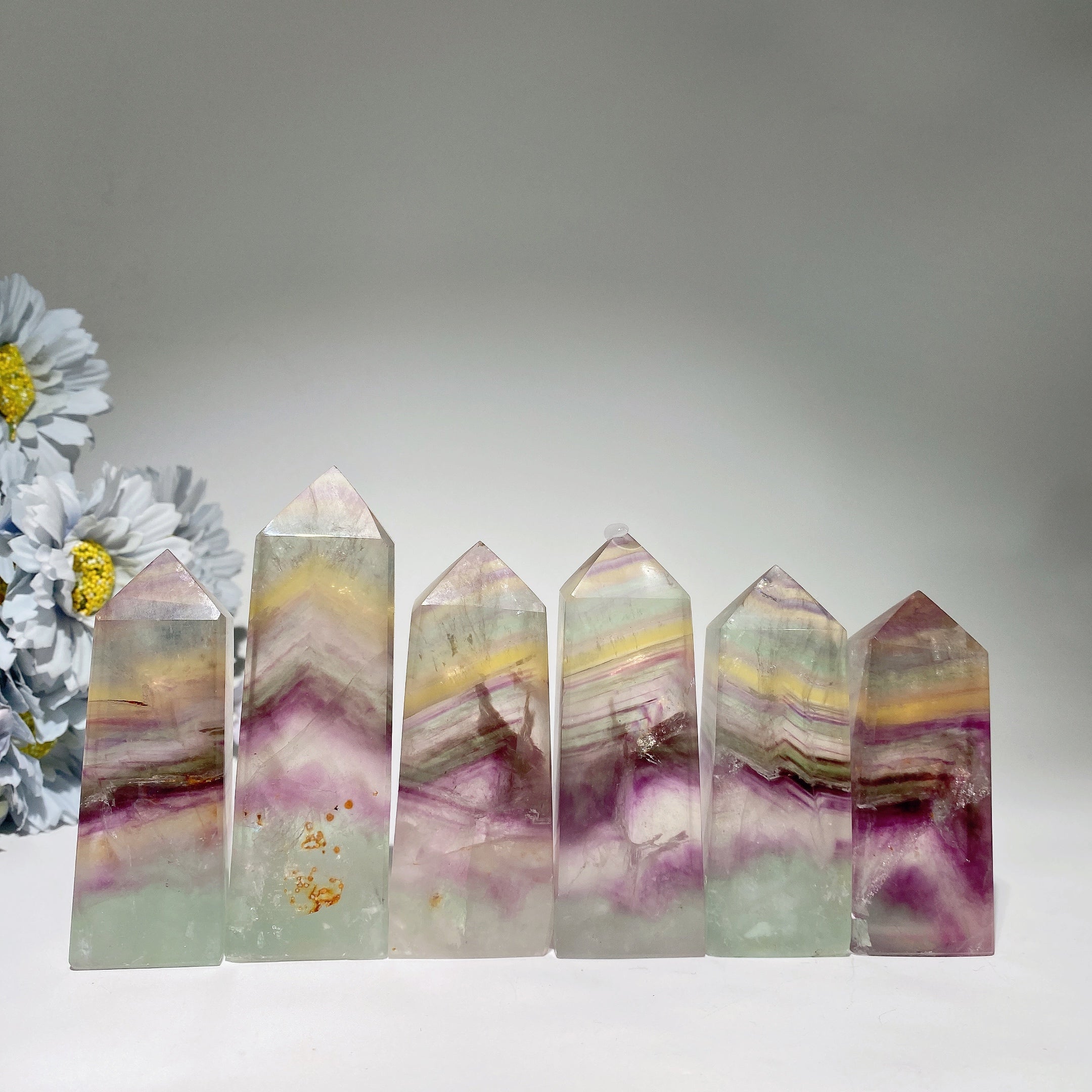 Silk Fluorite 2.0-4.5 inch Crystal Healing Point