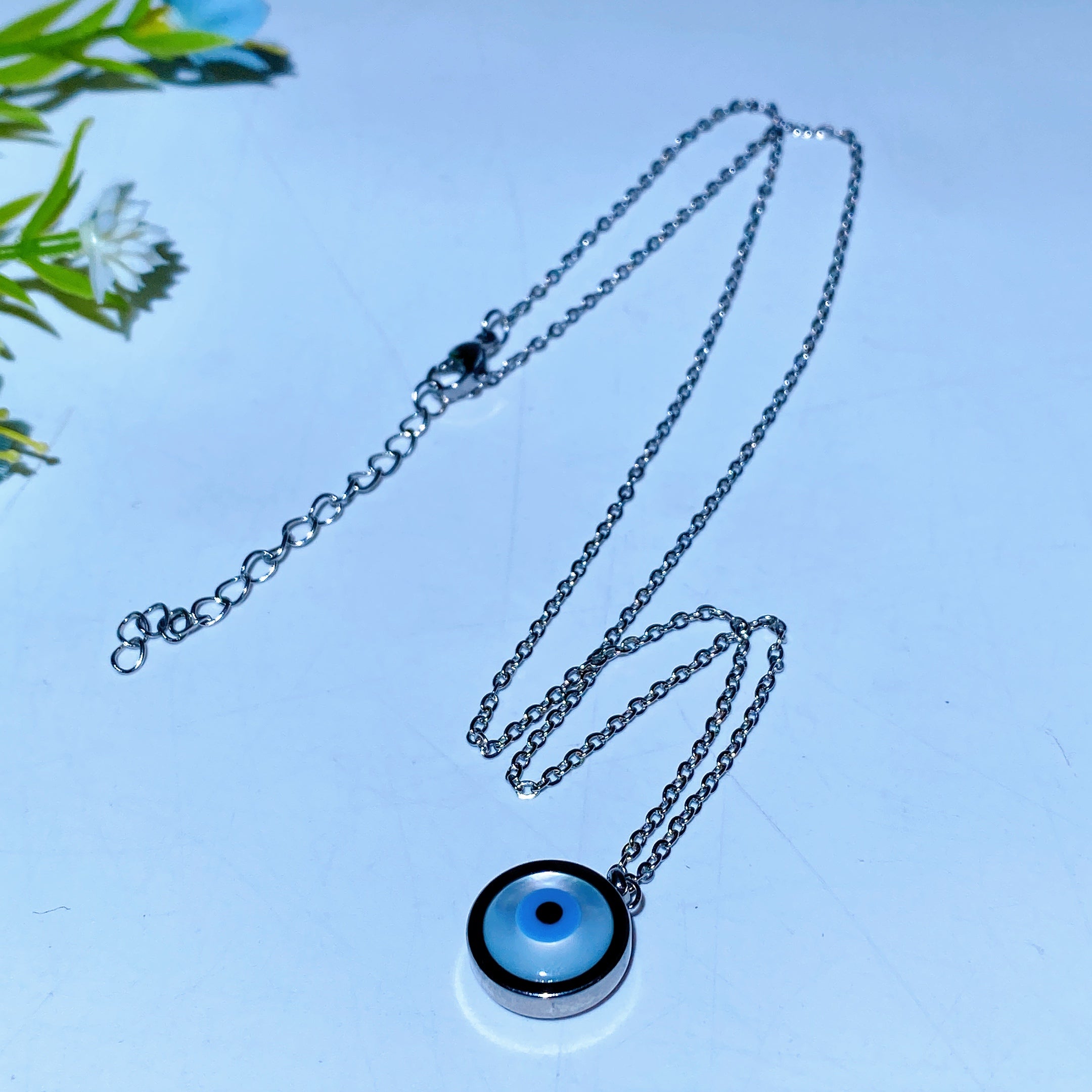 Collier anti-mauvais œil en argent de 28 cm pour la protection