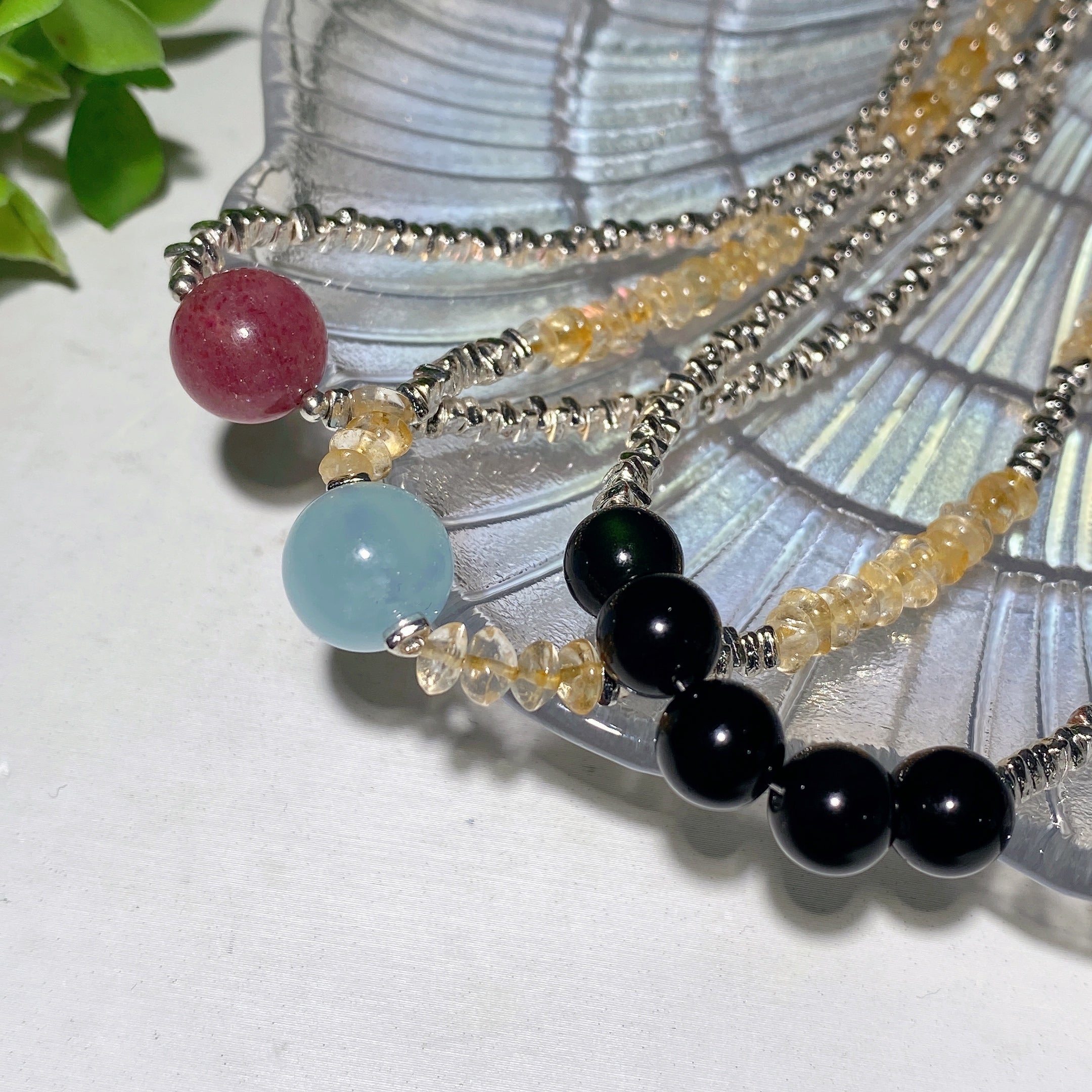 Collier de guérison en cristal argenté, 19 cm environ