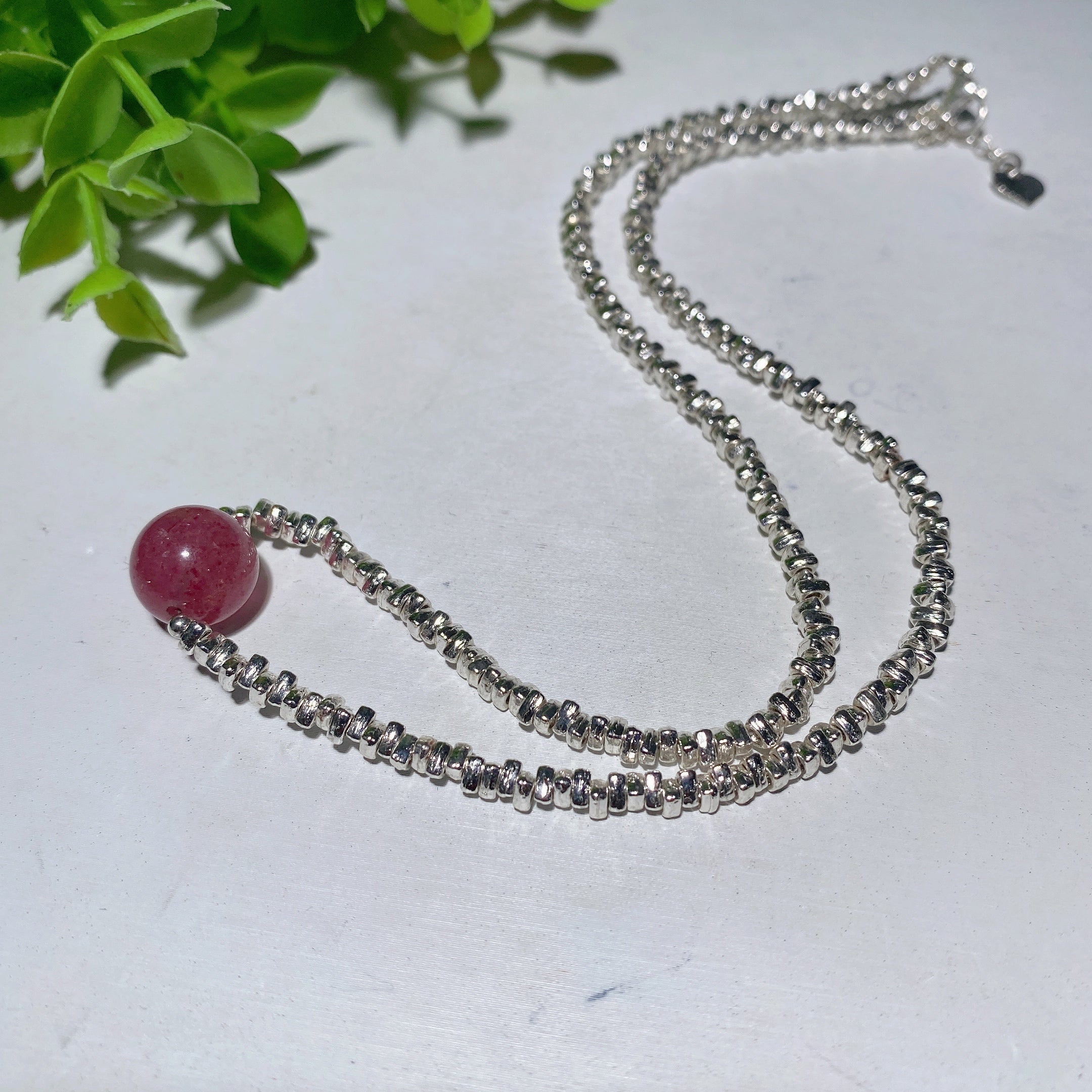 Collier de guérison en cristal argenté, 19 cm environ