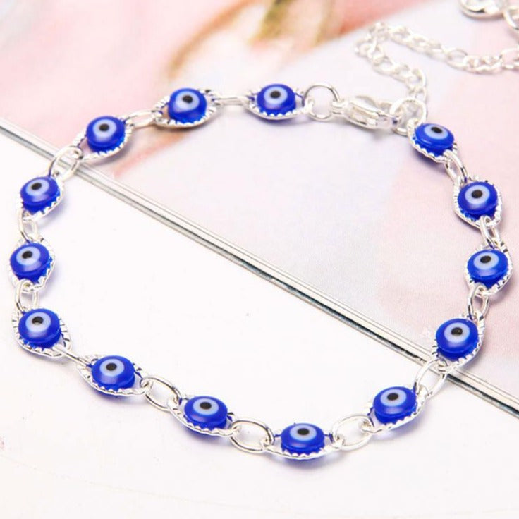 Bracelet de protection contre le mauvais œil en argent 26 cm léger