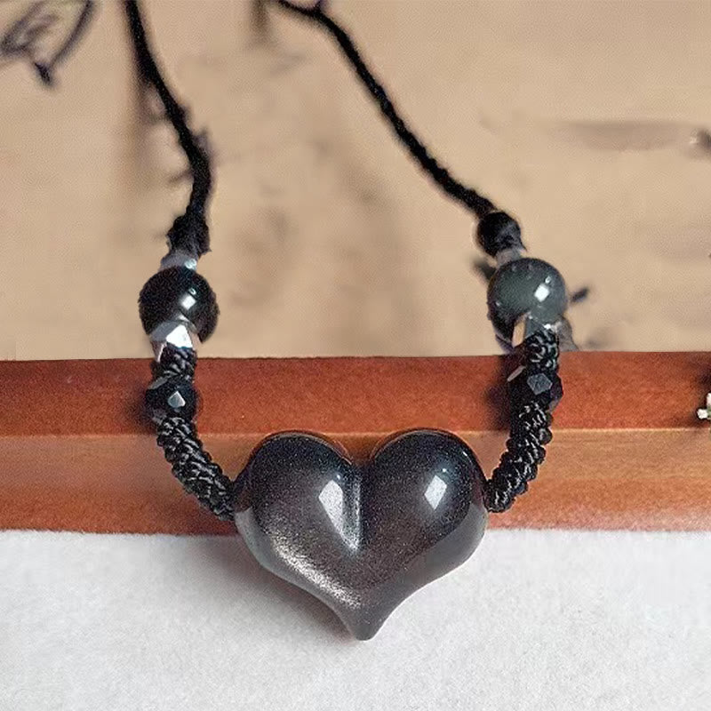 Collier de protection en obsidienne argentée pour femme