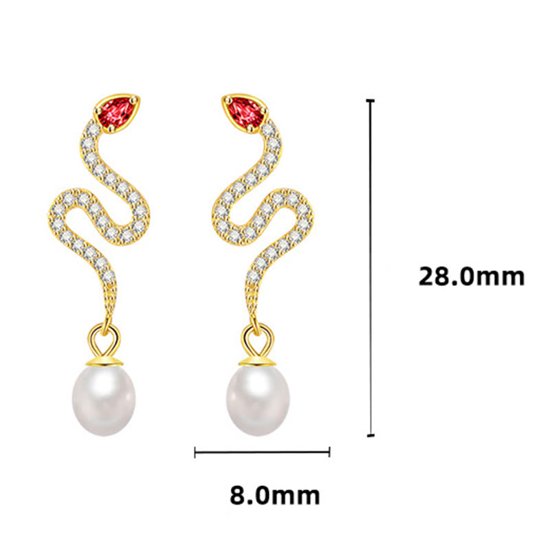 Boucles d'oreilles serpent en argent et perles - Sagesse et protection