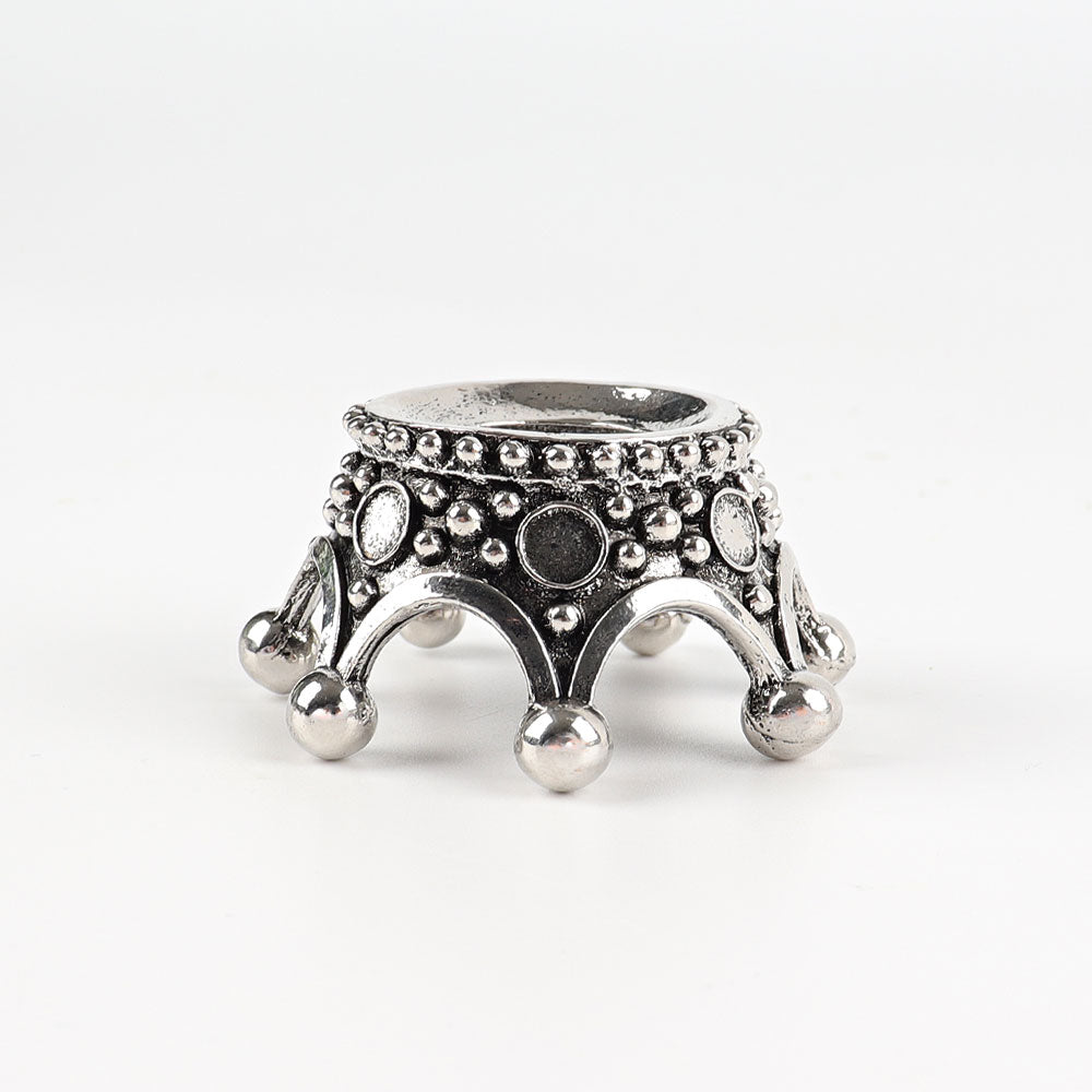 Présentoir à cristaux en forme de couronne en métal argenté 2,5 cm