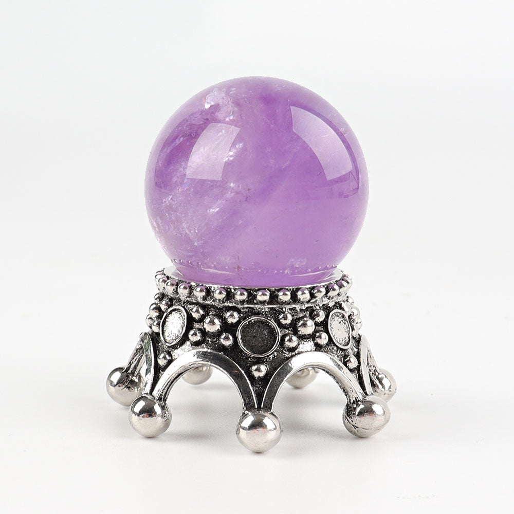 Présentoir à cristaux en forme de couronne en métal argenté 2,5 cm