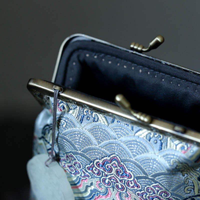 Petit sac bandoulière bleu vagues océan avec chaîne en métal