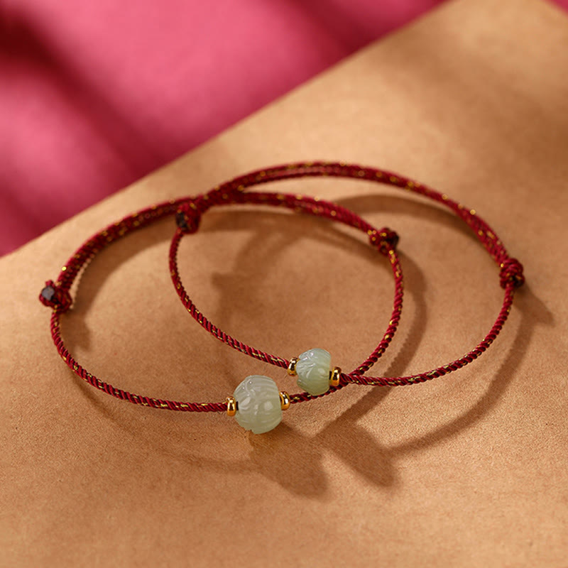 Petit bracelet porte-bonheur en jade Hetian, fil rouge, 6 x 8 mm