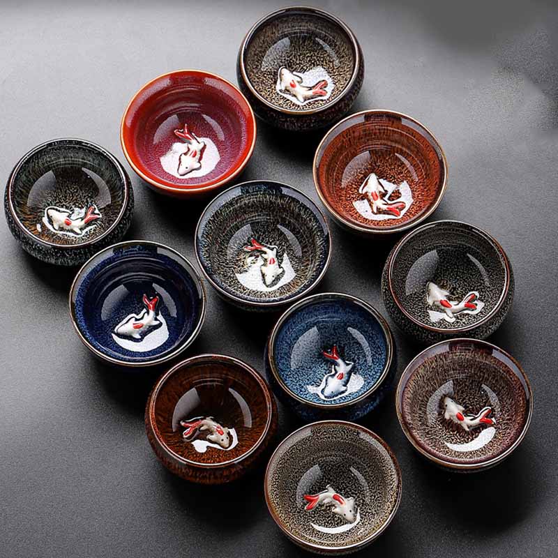 Petite tasse à thé en céramique Jianzhan pour poisson koï, 60 ml