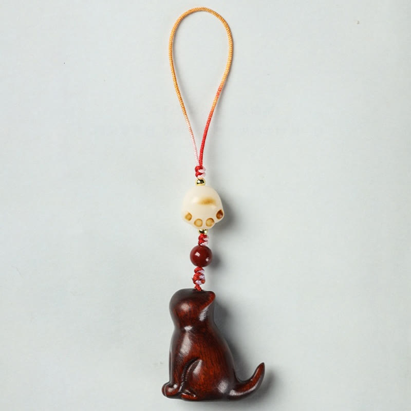 Décoration apaisante pour chat en bois de santal rouge à petites feuilles 11 cm