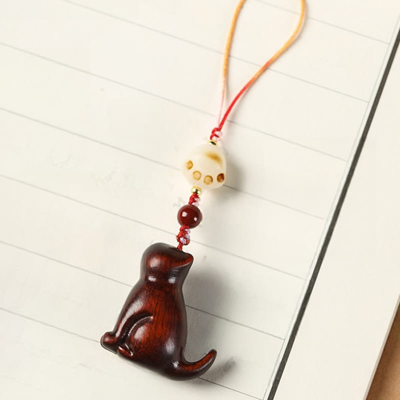 Décoration apaisante pour chat en bois de santal rouge à petites feuilles 11 cm