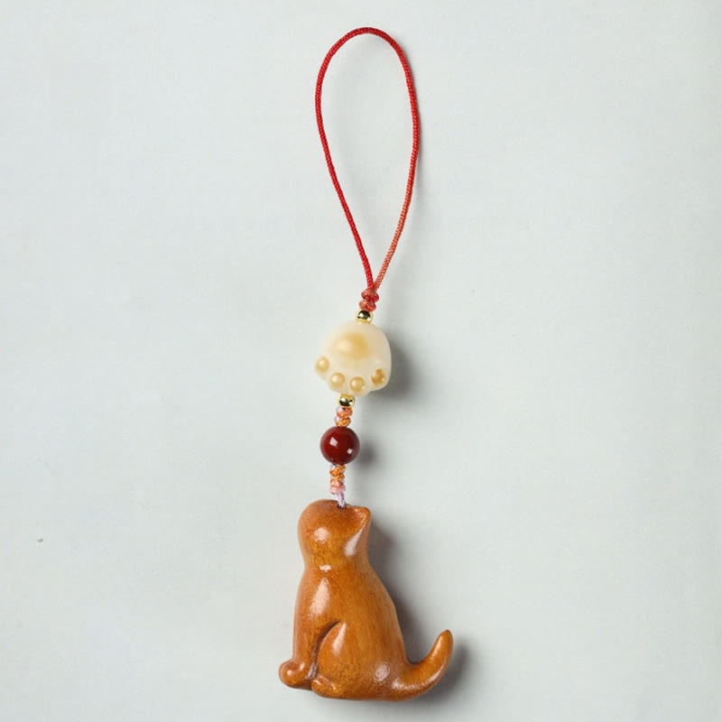 Décoration apaisante pour chat en bois de santal rouge à petites feuilles 11 cm