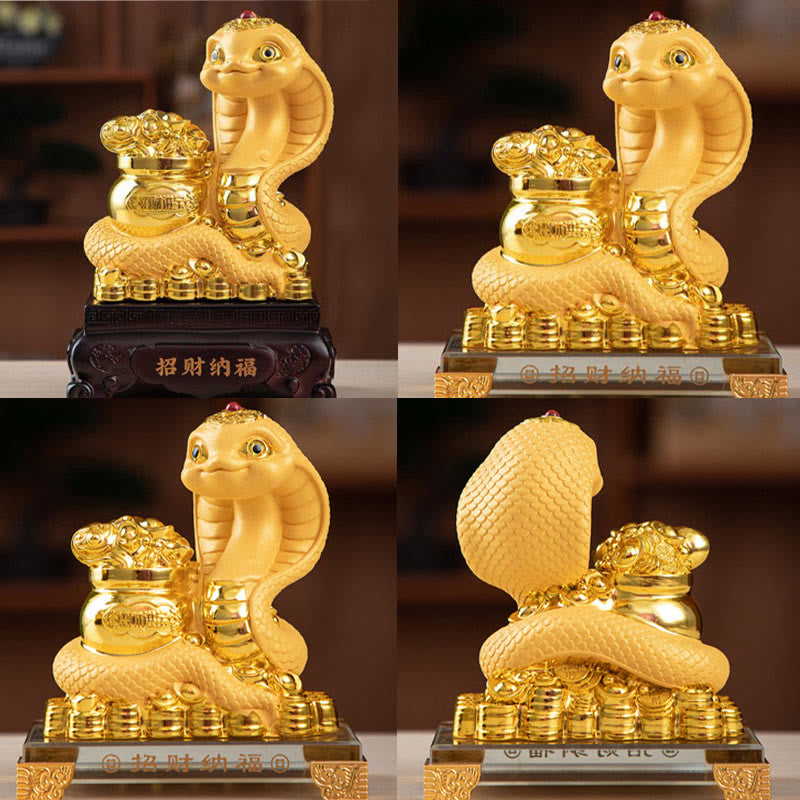 Petit bol à trésor en résine Année du Serpent avec lingots d'or