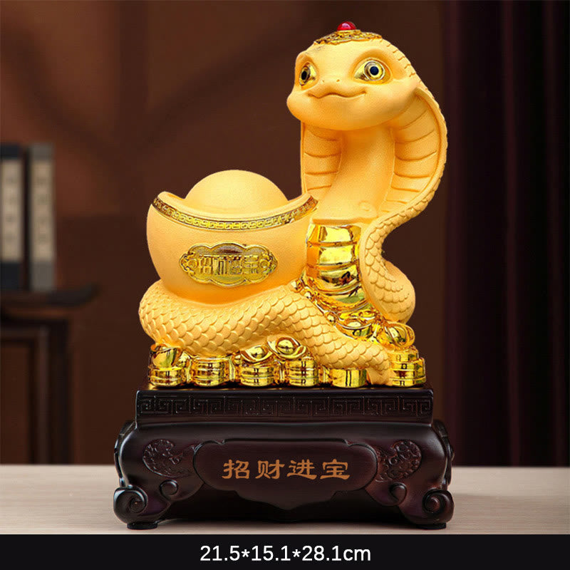 Petit bol à trésor en résine Année du Serpent avec lingots d'or