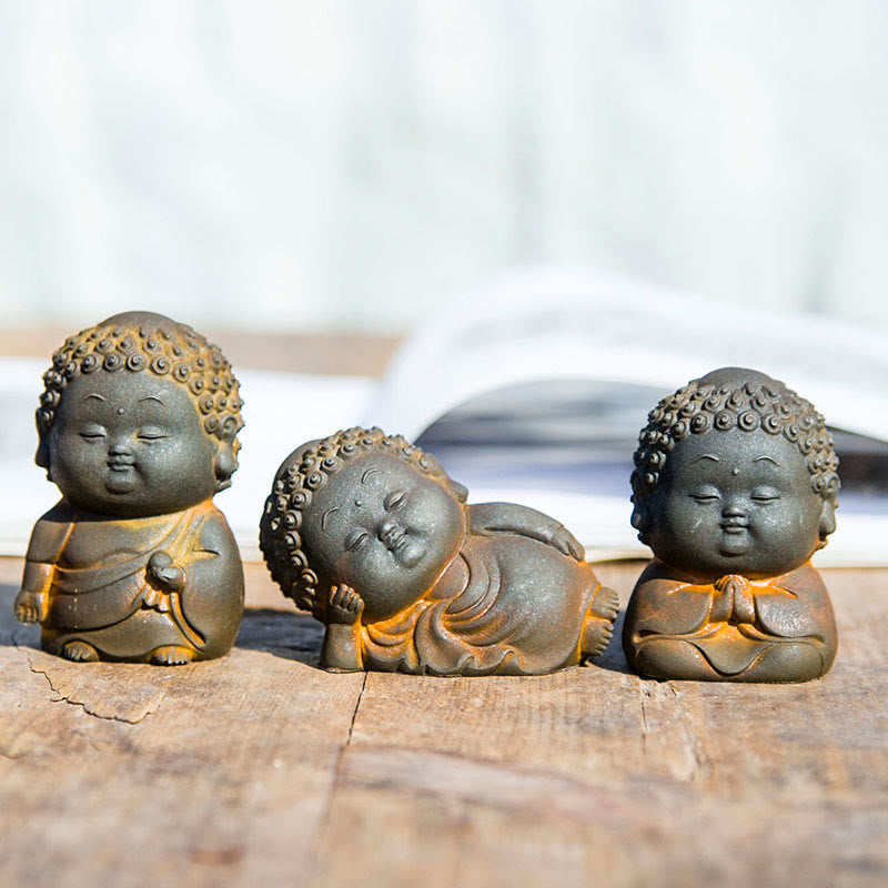 Petite statue de Bouddha debout 7,5 cm Décoration en résine de fer