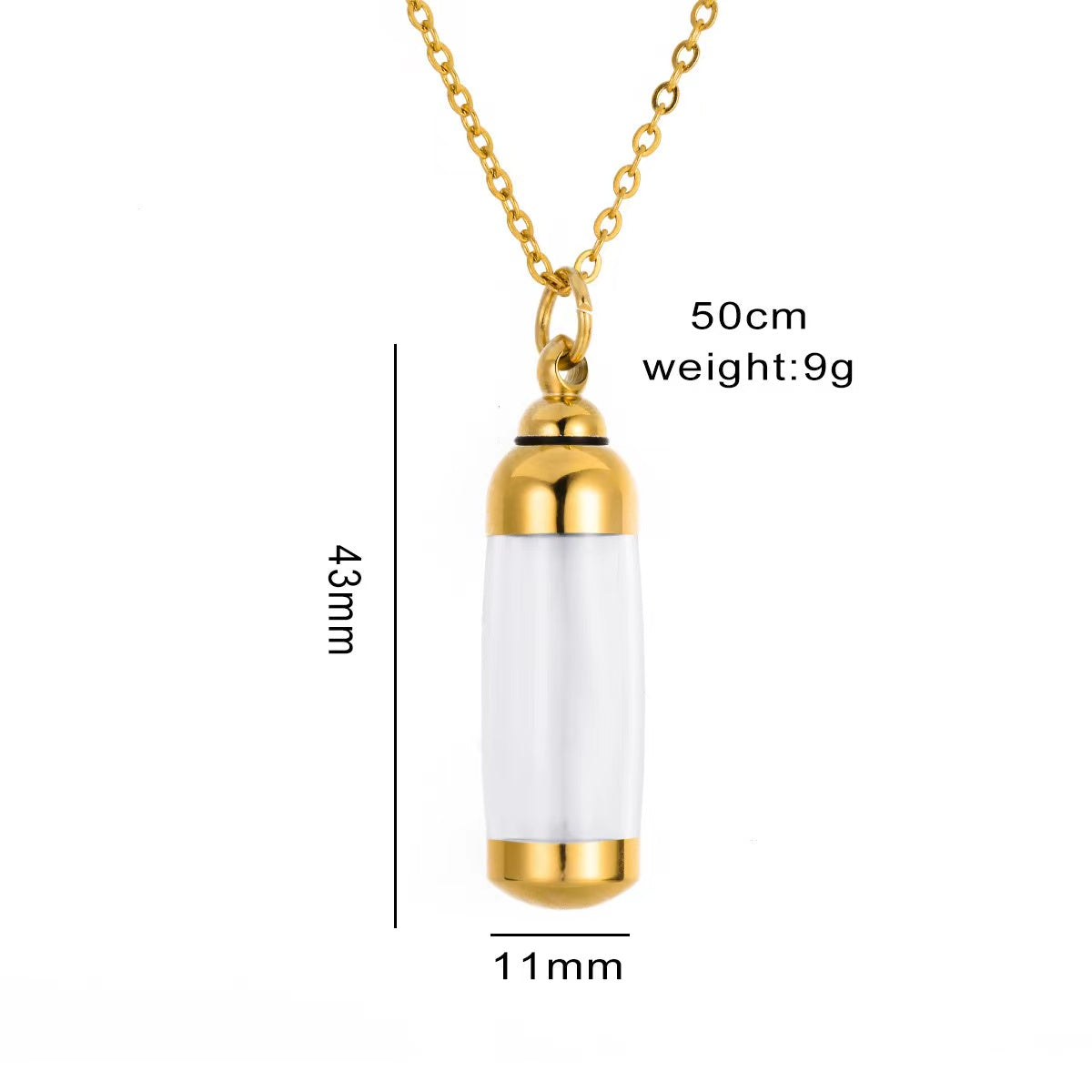 Spiritual Crystal Jar Necklace Black Gold Silver 8mm 11mm