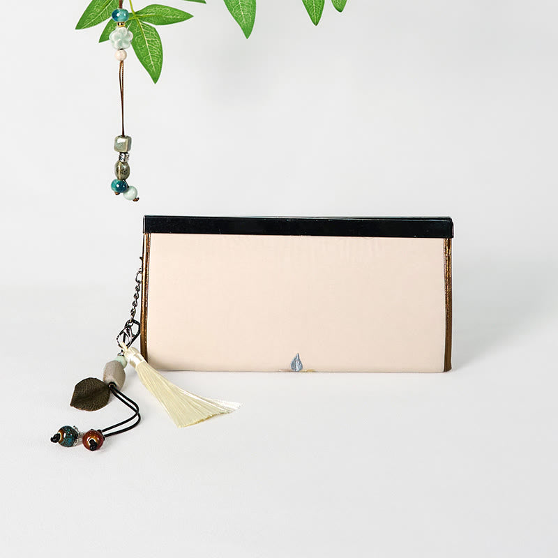 Portefeuille brodé Magnolia grande capacité