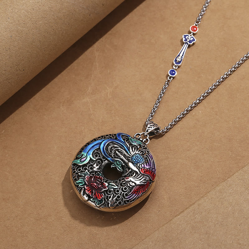 Collier de protection spirituelle Phoenix Pivoine 60 cm