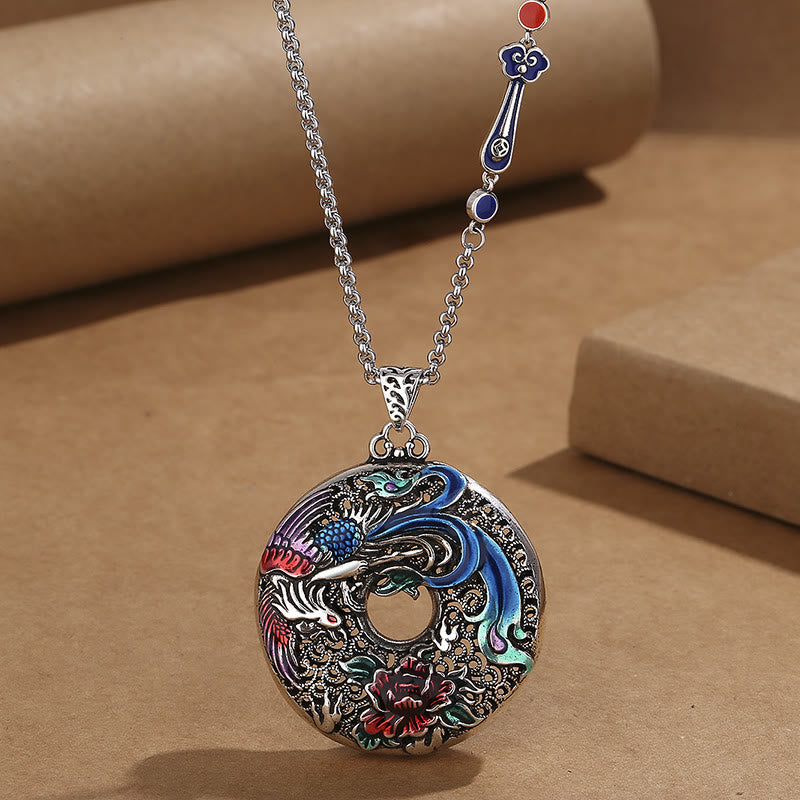 Collier de protection spirituelle Phoenix Pivoine 60 cm